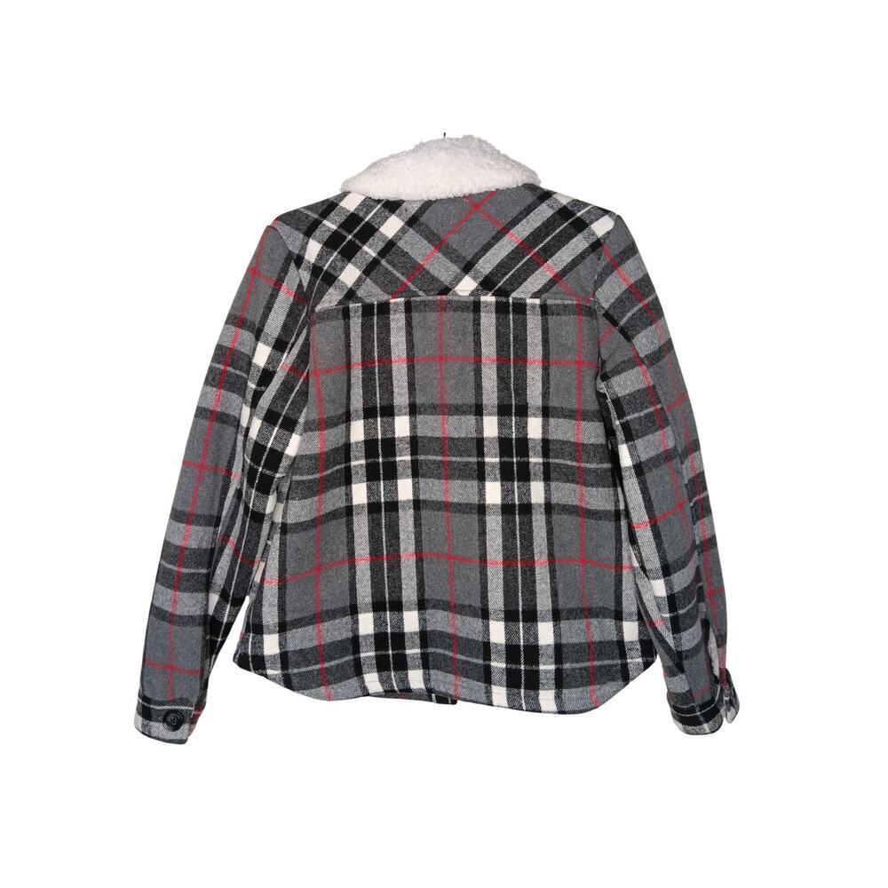 New Special One Premium Boutique Sherpa Plaid Coat Gray Black Soft Thick M - Picture 4 of 16
